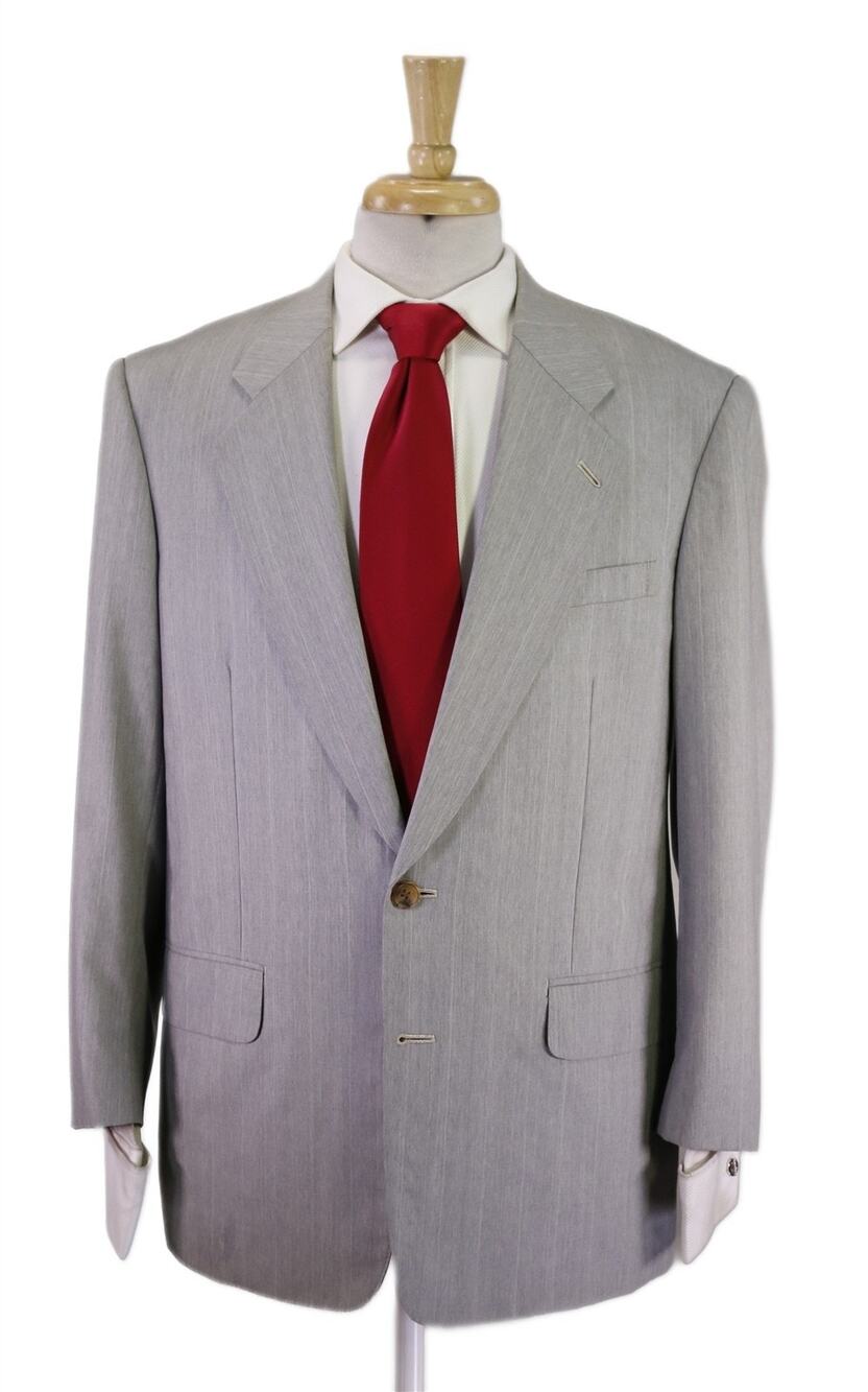 Hickey Freeman Vintage Light Gray Pinstripe 2-Btn Wool Suit 38S